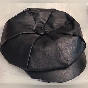 Ashley Stewart Patent Leather Newsboy Hat